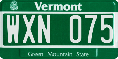 VT license plate WXN075