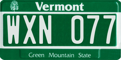 VT license plate WXN077
