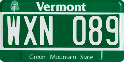 VT license plate WXN089