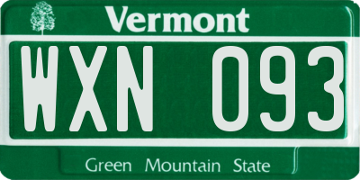 VT license plate WXN093