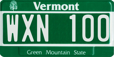 VT license plate WXN100