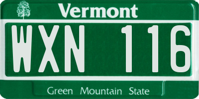 VT license plate WXN116