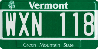 VT license plate WXN118