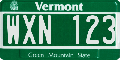 VT license plate WXN123