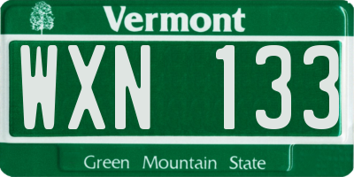 VT license plate WXN133