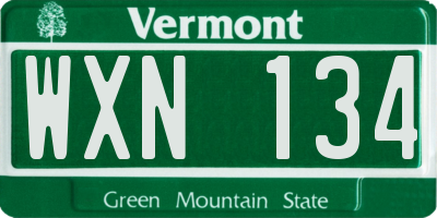 VT license plate WXN134