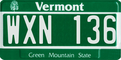 VT license plate WXN136