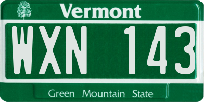 VT license plate WXN143