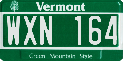 VT license plate WXN164