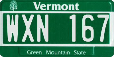 VT license plate WXN167