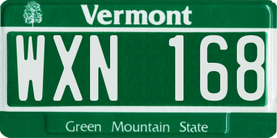 VT license plate WXN168