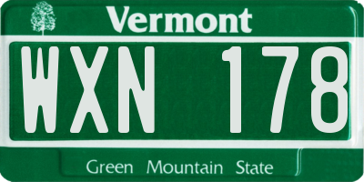 VT license plate WXN178