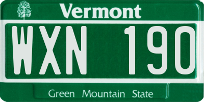 VT license plate WXN190