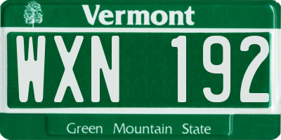 VT license plate WXN192
