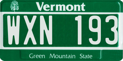 VT license plate WXN193