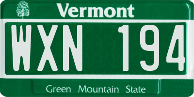 VT license plate WXN194