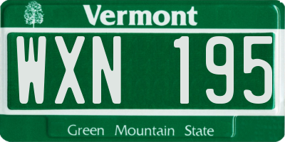 VT license plate WXN195