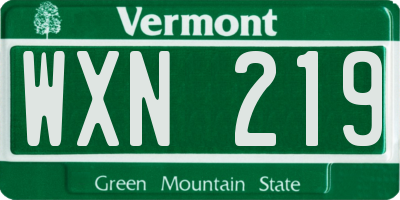 VT license plate WXN219