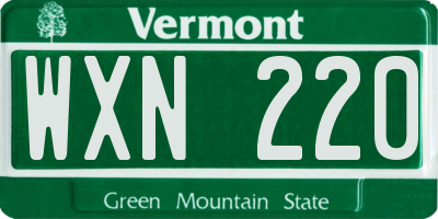 VT license plate WXN220
