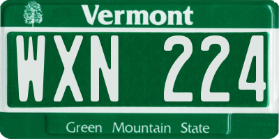 VT license plate WXN224