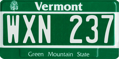 VT license plate WXN237