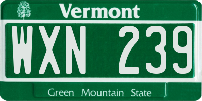 VT license plate WXN239