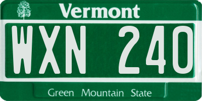 VT license plate WXN240