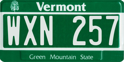 VT license plate WXN257