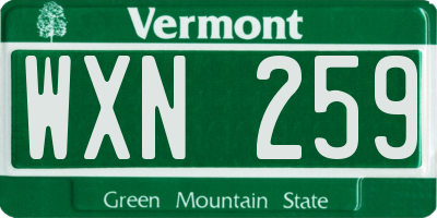 VT license plate WXN259