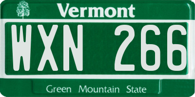 VT license plate WXN266