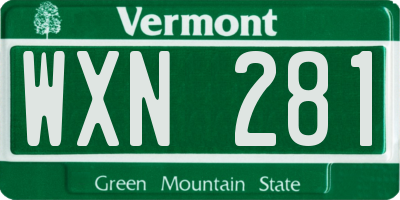 VT license plate WXN281