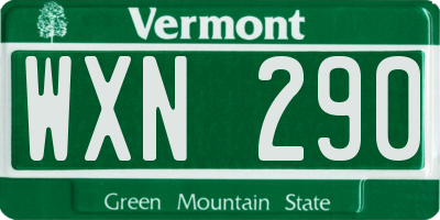 VT license plate WXN290