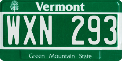 VT license plate WXN293