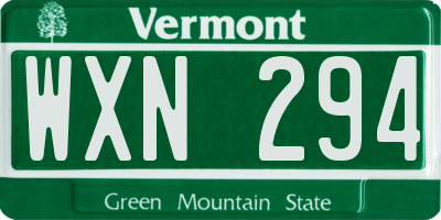 VT license plate WXN294