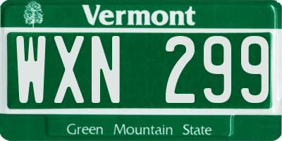VT license plate WXN299