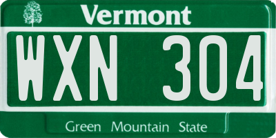 VT license plate WXN304