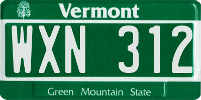 VT license plate WXN312