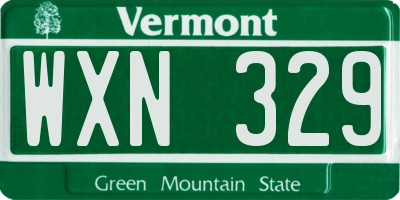 VT license plate WXN329