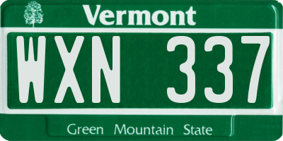 VT license plate WXN337