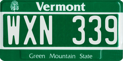 VT license plate WXN339