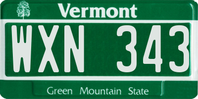 VT license plate WXN343