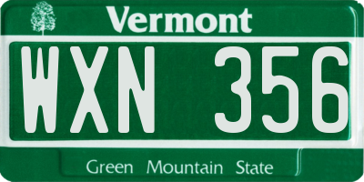 VT license plate WXN356
