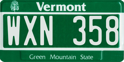 VT license plate WXN358