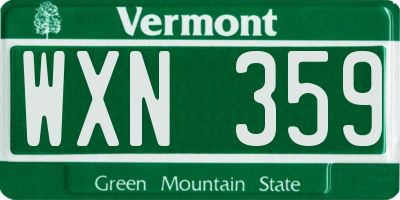 VT license plate WXN359