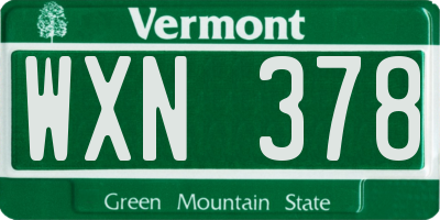VT license plate WXN378