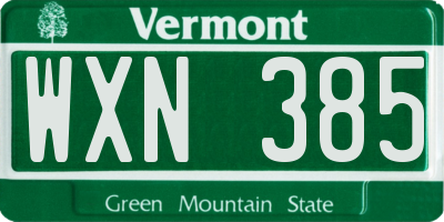 VT license plate WXN385