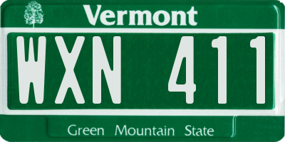 VT license plate WXN411