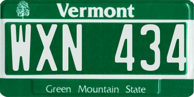 VT license plate WXN434