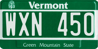 VT license plate WXN450