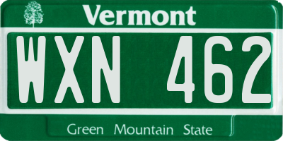 VT license plate WXN462